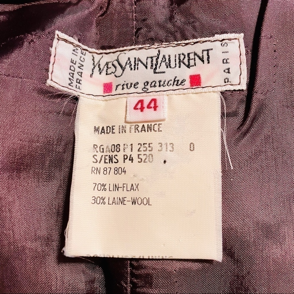 Yves Saint Laurent Pencil Skirt EU 44 Vintage Wool Flax Purple Designer Luxury - Picture 3 of 10